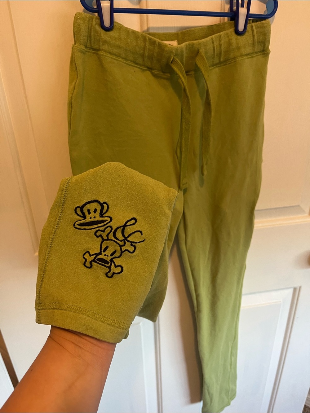 Paul Frank Y2K Julius Monkey Skull Joggers Sweatpants Green Lounge Pants M Cozy